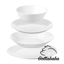 ikea 화이트접시 앞접시 파스타접시 강화유리 + 도일리페이퍼, 화이트