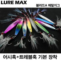 튼튼하고 날카로운 훅 루어맥스 메탈지그 블러드A 어시스트훅 증정 7~40g 삼치 농어 우럭 전갱이 볼락 지깅 스푼 바다 민물루어, 21g, 블루