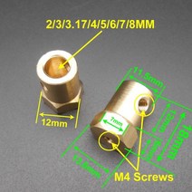 모터커플링 3Pcs X 12MM 육각 황동 샤프트 모터 커플 링 커플러 2MM 3MM 317MM 4MM 5MM 6MM 7MM 8MM L 18MM 휠 타이어 DC FD895902
