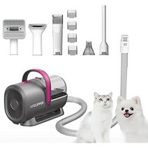 애견 미용기 이발기 ATUBAN 반려동물 미용 진공 키트 발 트리머 포함 전문 개 1.4L 먼지 컵 고양이 브러시 도구 5in 1, Black