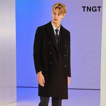 TNGT 블랙 핸드메이드 레귤러핏 캐시미어 혼방 더블코트