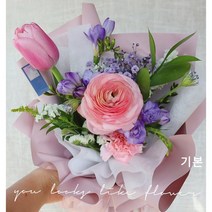 리리스 좋아하는 컬러로 선택하는 핑크 컬러 꽃다발 생화배송 정기구독 당일발송 기념일 여자친구 꽃선물 졸업 입학, 풍성하게, 쇼핑백추가
