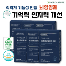 포스파티딜세린 징코 뇌영양제 기억력 인지력 개선 NON GMO 프리미엄 두뇌건강 영양제 사은품 증정, 30캡슐, 6개