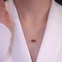 고급스러운 디자인 심플 가넷 레드 체리 티타늄 목걸이