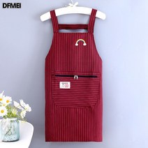 DFMEI 순면 지퍼 포켓 멜빵 앞치마 허리둘레 큰 주머니 오염 방지 출근 작업복, 버건디