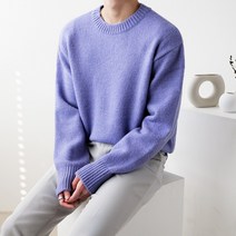 베이직바이블 부드러운 오버핏 파스텔톤 라운드 니트