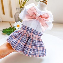 강아지 봄옷 애완 동물 옷 봄 여름 애플 넥 드레스 공주 격자 귀여운 스커트 캐주얼 투투 코트 작은 개 의류, [02] Style 2