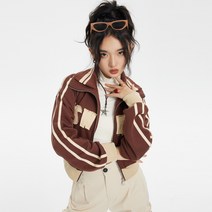 봄 핫멜로우 스트라이프 아플리케 숏 가디건