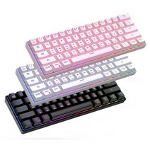 61 키 기계식 키보드 USB 유선 블루투스 LED 백라이트 축 PBT 기계식 키보드 태블릿 데스크탑용 광학 스위치, Blue switch, white