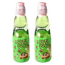 일본 라무네 짱구 신짱 사이다 멜론맛 200ml 2병 구슬사이다, 일본 라무네 신짱 사이다 멜론맛 200ml 2병