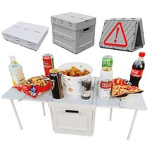 마운킹 캠핑 폴딩박스 오픈형 오픈도어 캠핑박스 대용량 특대형 캠핑테이블 박스 포켓상판 박스테이블 다용도 접이식 소품 정리함 수납, 그레이