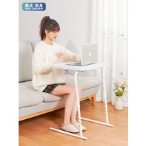 각도조절책상 높이 조절 좌식 책상 이동식 리프팅 침대 옆 탁자 책상 가정 학생 침대 접는 코너 컴퓨터 테이블 작은 테이블, [13] 두꺼운 패널 리프팅 테이블 화이트 + 소프트