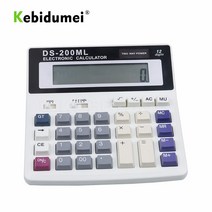 Kebidumei 큰 버튼 사무실 계산기 대형 컴퓨터 키 다기능 배터리 DS-200ML 12 자리, 01 WHITE