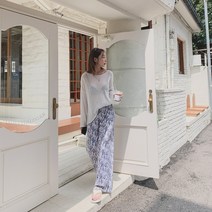 시크블랙 루티마 와이드 밴딩 패턴 팬츠-PT7918K17