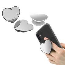 프리모 거울 미러 하트 뷰티톡 폰톡 스마트톡 핑거 그립톡 거치대, 하트-투명바디, 1개