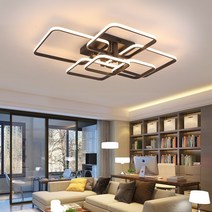 PC방 식탁 인테리어 LED 경관 거실등 바 라인 조명 Fanpinfando 사각형 아크릴 알루미늄 현대 led 천장 거실 침실 화이트블랙 led 천장 기구, 6 헤드 화이트 앱, 앱으로 디밍 가능한 rc
