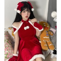 크리스마스 원피스 할로윈 메이드복 컨셉 홀터넥