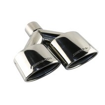 소리박 가변 가상 배기 스테인레스 스틸 자동차 팁 54mm 인터페이스 듀얼 콘센트 자동차 머플러 파이프 테일 파이프 실버 유니버설 자동차 액세서리, 왼쪽
