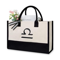 TOPDesign 맞춤형 이니셜 캔버스 비치 백 여성용 모노그램 선물 토트백 블랙 & 화이트.