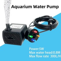 지하수 펌프 소형 급수용 매우 잠수정 분수 물고기 연못 수족관 물 탱크 정원, 5w with light, US 110V