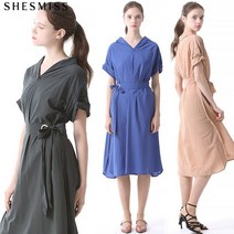 쉬즈미스 햅번 롤업 슬리브 브이넥 원피스