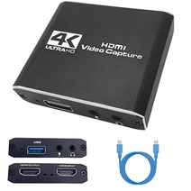 캡처 카드 루프아웃 포함 4K HDMI 오디오 비디오 - to USB 2.0 카드 고화질 60fps 게임 스트리밍 교육 회의 또는 라이브 방송용 [관부가세 포함] 61748