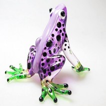 1½” Tall Purple Dyeing Poison-Arrow Frog Miniature Glass Blown Violet Dart Frogs Figurine Toad Lampw, 1
