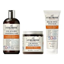Curlsmith - Curly Wash Day 번들 컬 담금질 컨디셔닝 워시 포함 Hold Me 소프트 스타일 밤 & 디파이닝 스타일링 수플레, 1개