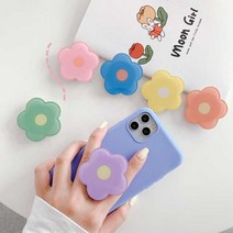 꽃 에폭시 스마트톡 핑거그립톡 핸드폰거치대 사포포함, 핑크, 1개