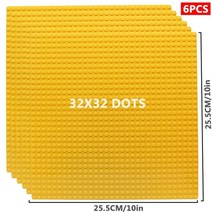 중국레고 레고호환 kacuu 32x32 스터드 베이스 플레이트 6pcs 세트 피규어 벽돌 베이스 플레이트 도시 클래식 diy 빌딩 블록 위한 베이스 플레이트 장난감, 연노랑