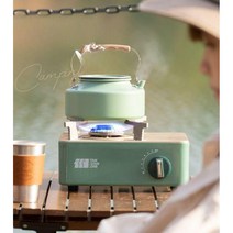 휴대용가스버너 휴대용 버너 가스버너 스토브 캠핑버너 캠핑스토브 미니스토브, 민트 크림 그린/가스 4병/바람막이/보관함