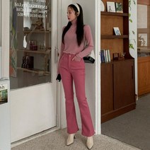 브이와이 여자 나팔 분홍색면바지 편한 스프링 팬츠