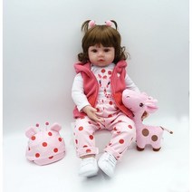 Pinky Reborn Pinky 24 inch 61 cm Lovely Reborn Baby Girl Doll Reborn Toddler Realistic Looking Life, 흰색, 한 사이즈