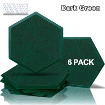 어쿠스틱 패널 방음 벽 스티커 홈 데코 거실 음향 소음 차단 6 개, Dark Green, 12mm Highest Density, Large hexagon