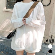 두엔젤 여성 오버핏 루즈 롱 박스 기본 맨투맨 티셔츠 빅사이즈 하의실종 데일리 레깅스 코디