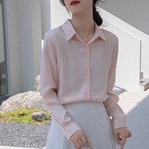 여성 드라마 신성한 이혼 한혜진 새틴 셔츠 고급 봄가을 미니멀 슬림 정장 블라우스