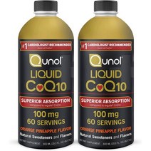 Qunol 쿠놀 리퀴드 CoQ10 100mg 코엔자임 Q10 오렌지 파인애플 맛 60인분 20.3oz, 2병