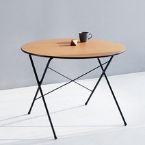 마켓비 HOMATO 접이식 테이블 라운드 D100 원형 이동식 식탁 작업대 책상, 래치드블랙