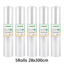 YUMYTH Vacuum Bags Rolls 5 BPA-Free Sous Vide 식품 진공 실러 포장 플라스틱 보관함, 08 5R 28x300cm