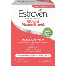 갱년기완화 Estroven 체중 관리 열감 식은땀 감소 체중 관리도움 60캡슐, 60개(1팩), 1