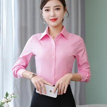 빅사이즈 블라우스 이쁜옷 여성 상의 큰옷 코튼 셔츠 화이트 긴 소매 탑스 오피스 레이디 기본 플러스 사이즈