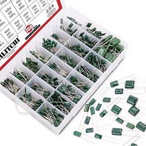Hilitchi 700Pcs 24-Value Mylar Polyester Film Capacitor Assortment Kit - 0.22NF to 470NF / 100V null, 1, Mylar Capacitor