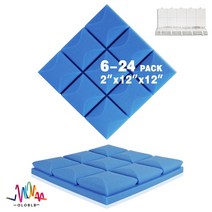 방음재 흡음재 방음스펀지 어쿠스틱 스튜디오 폼 버섯 웨지 타일 방음 벽 패널 고밀도 피스, 33.Blue - Medium Density-24 Pc