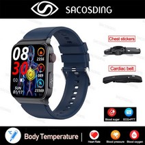 2022 혈당 스마트 워치 남자 심전도 모니터 혈압 체온 Smartwatch IP68 방수 피트니스 트래커117254, Silicagel Blue set