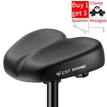 트렉자전거 trek 풀샥mtb 하이브리드 팻바이크 입문용mtb 자전거 안장 인체 공학적 확장 두꺼운 접이식 전기 장거리 사이클링 쿠션, 클램프가 있는 검정색