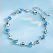 EPWEI 여성 팔찌 순은925 큐빅 블루 다이아 하트 뱅글