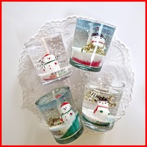 (5온즈 4개만들기) 겨울눈사람-크리스마스 양초 젤캔들 키트 만들기(150ml/4), 화이트머스크, 옐로우
