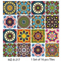 붙이는 타일 방바닥 16pcs 수채화 그림 스타일 벽 스티커 주방 Backsplash 옷장 욕실 방수 필 & 스틱 아트, 20 MZ-8-217_01 20cmX20cmX16pcs