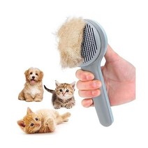 고양이 브러시 털갈이 및 손질을 위한 셀프 클리닝 슬리커 브러시 늘어진 속털 매트 및 엉킨 털을 제거하는 고양이용 그루밍 빗 개 브러시 마사지 - 셀프 클리닝(소형 파란색)