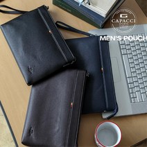댄디한 심플스타일 남성 데일리클러치백 손가방, 브라운
